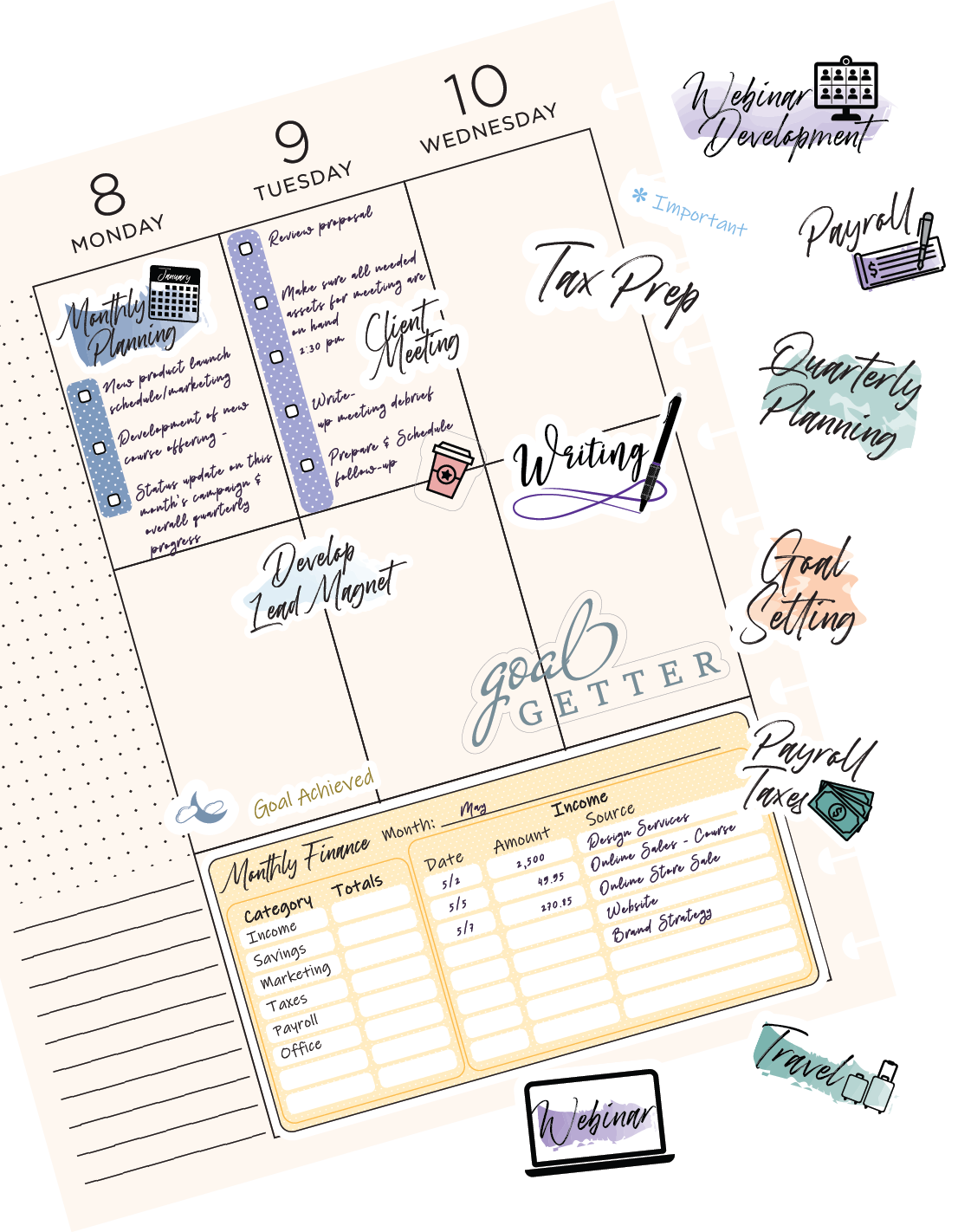 Sample planner page